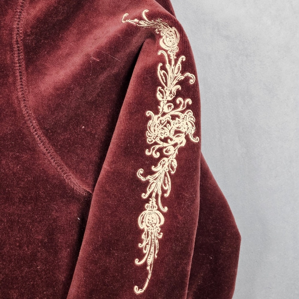 Disney Hoody Womens XL Mickey 1928 Red Full Zip Sweatshirt Red Velour Embroidery - Picture 5 of 11